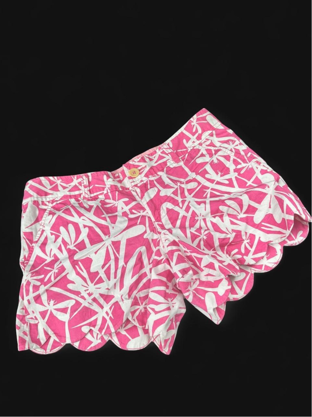 Lilly Pulitzer Pink & White Scalloped Hem Printed Bermuda Shorts